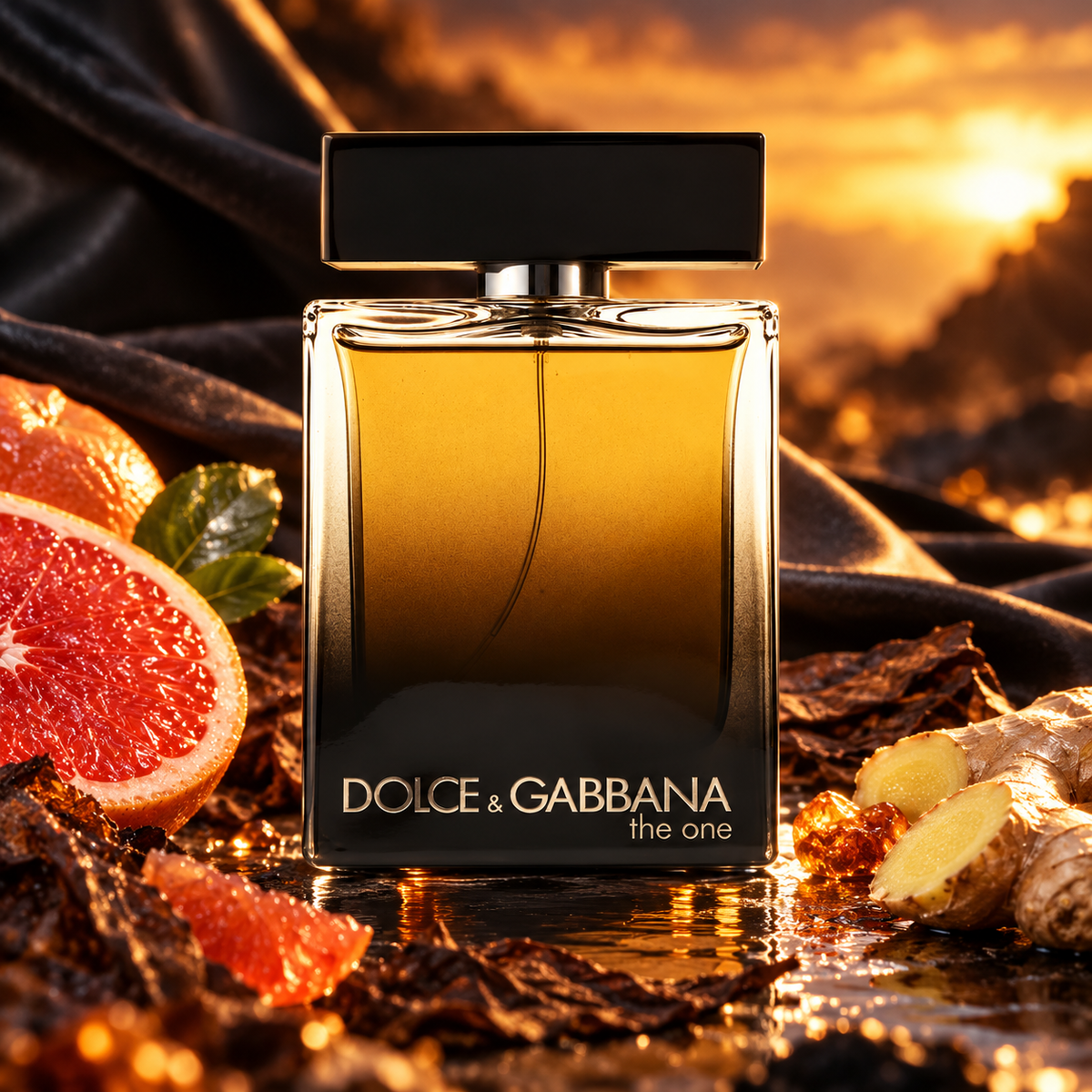 Dolce&Gabbana The One for Men 100ml fragrance bottle in a scent-inspired setting